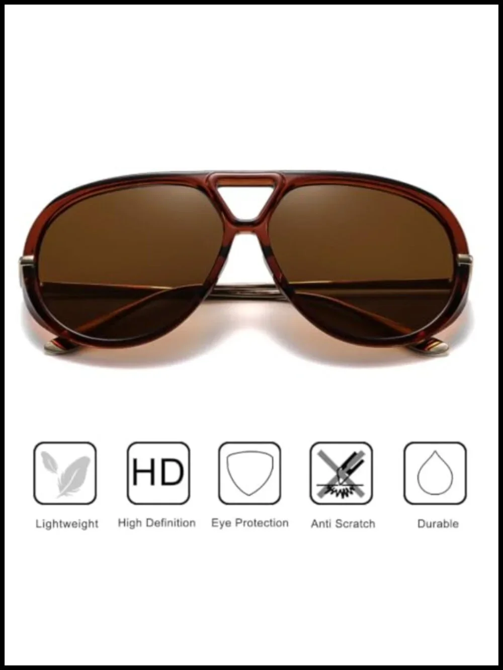 Oversized Retro Aviator Sunglasses UV400 Protection Unisex with Double Bridge